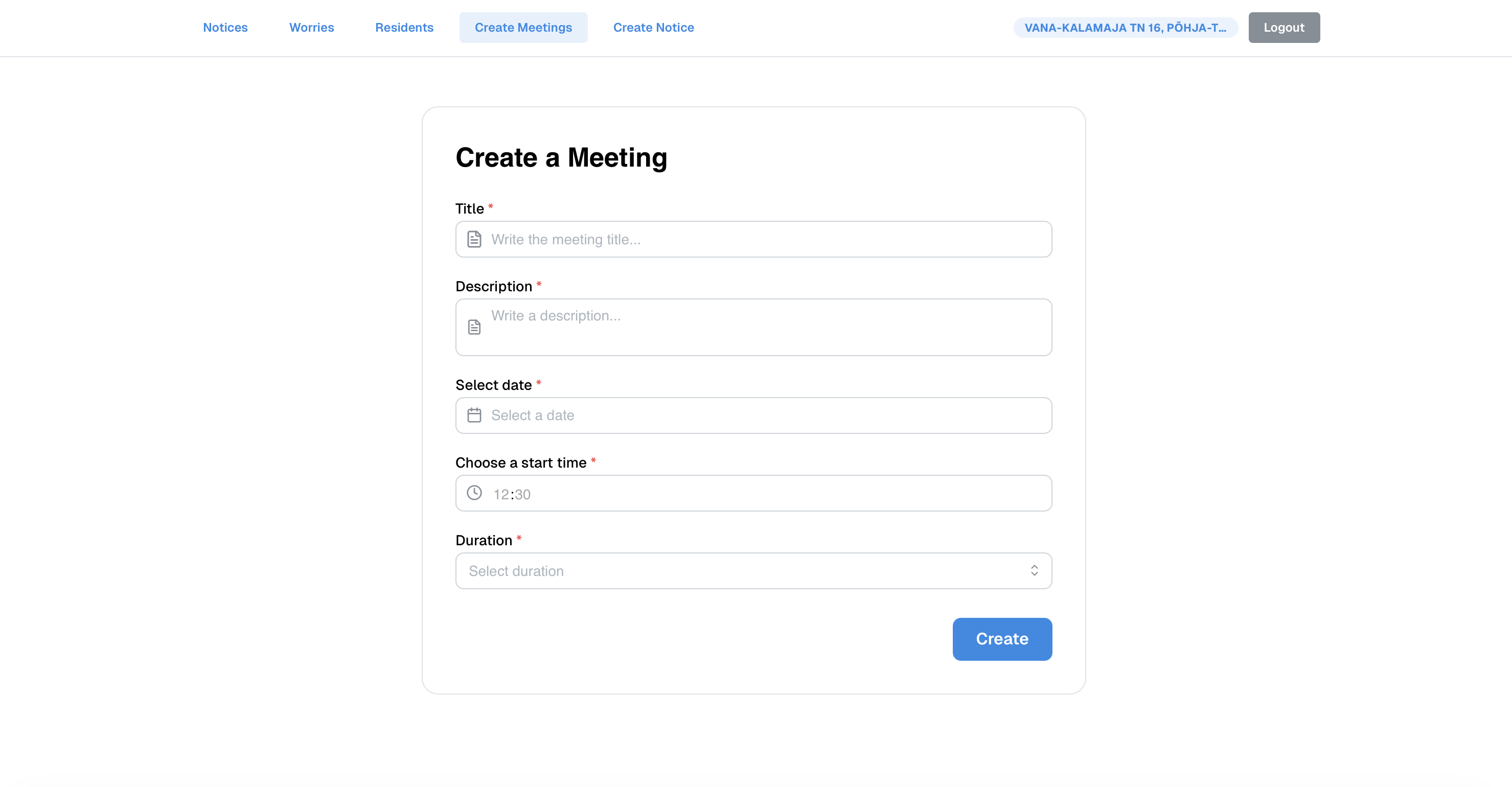 Admin create meeting