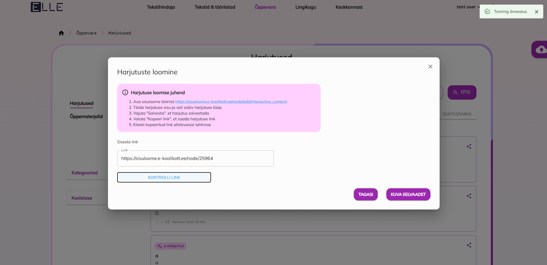 Linking exercise from another website