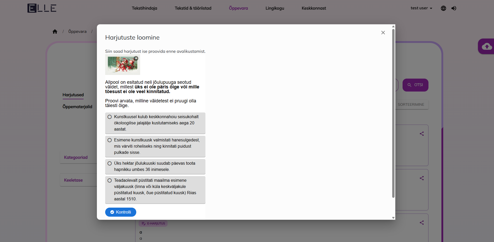 Exercise interface from another website in ELLE